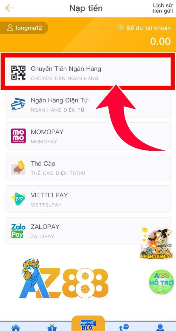 Chọn phương thức chuyển khoản ngân hàng