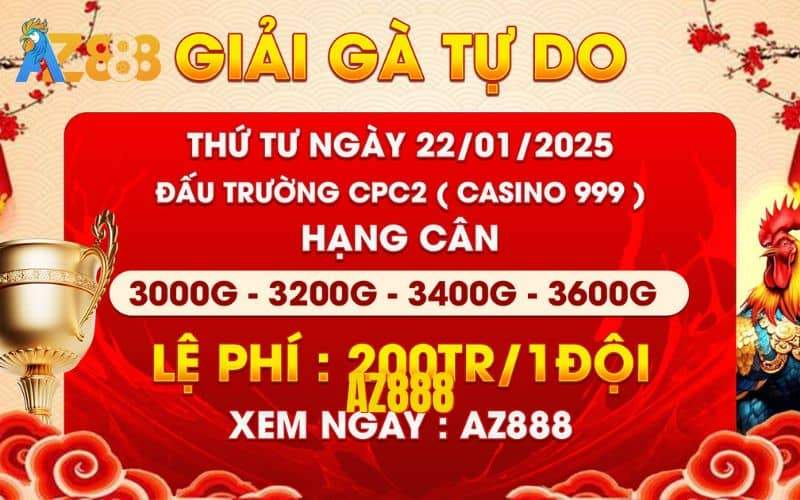 Thống Báo Giải Đấu Gà Tự Do Tại CPC2 Ngày 22/1/2025 Thống Báo Giải Đấu Gà Tự Do Tại CPC2 Ngày 22/1/2025