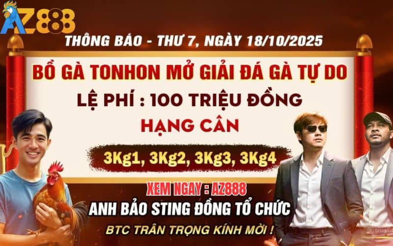 Bồ Gà TonHon Cùng Bảo Sting Tổ Chức Giải Gà Tự Do Ngày 18/10/2025